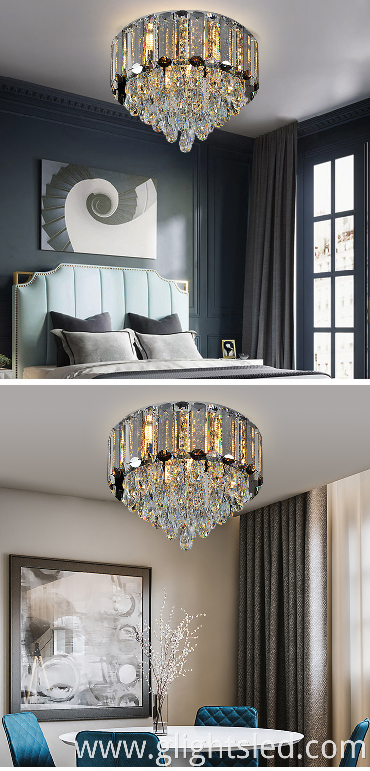 Energy saving living room modern stainless steel luxury white K9 crystal led chandelier pendant light